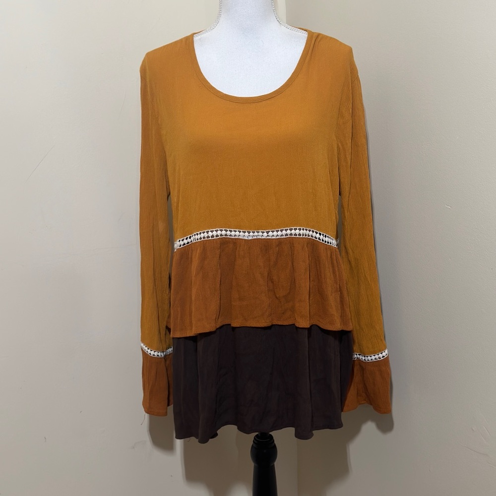 Signature Studio ||  Mustard,Copper and Brown colors Women’s Long Sleeve Sz Xl